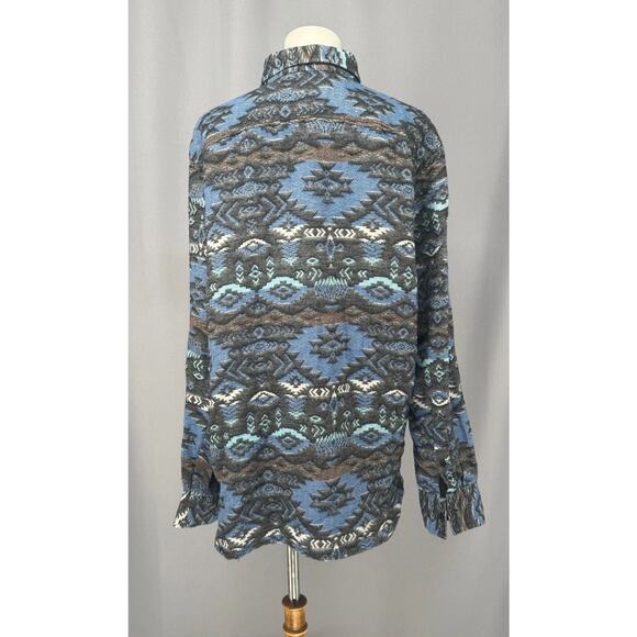 American Rag Shirt Mens Large Blue Cave LS Woven Gauzy Southwestern Aztec - Picture 3 of 11